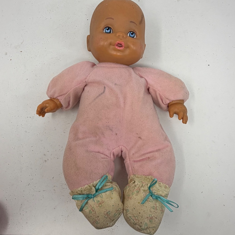 Vintage‎ 1990 Tyco Magic Bottle Baby Newborn Pink Plush Soft Body Doll 12 Inch
